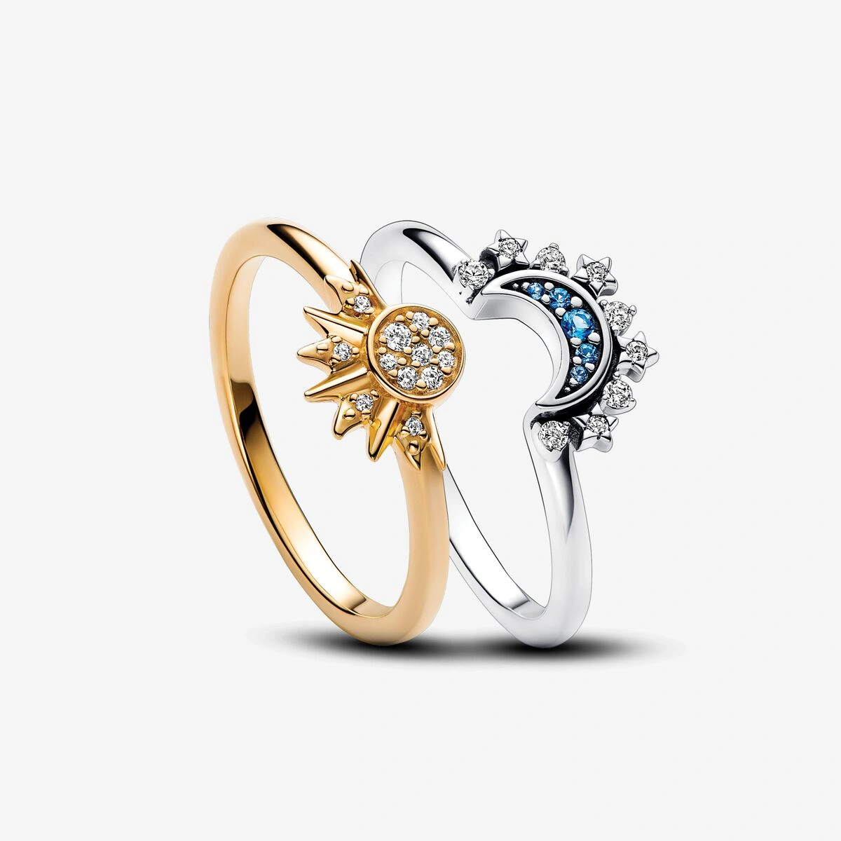 Celestial sun & Moon ring set