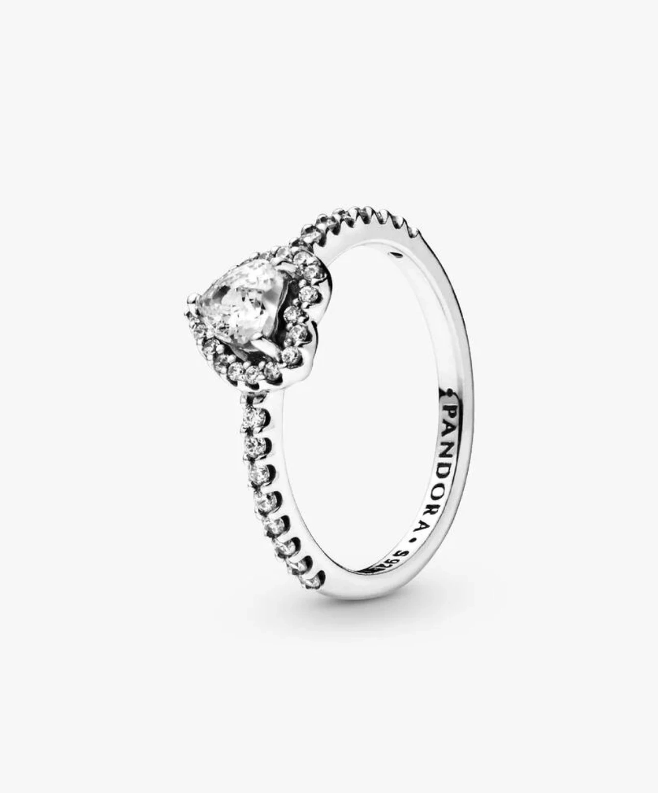 Pandora Elevated White Heart Silver