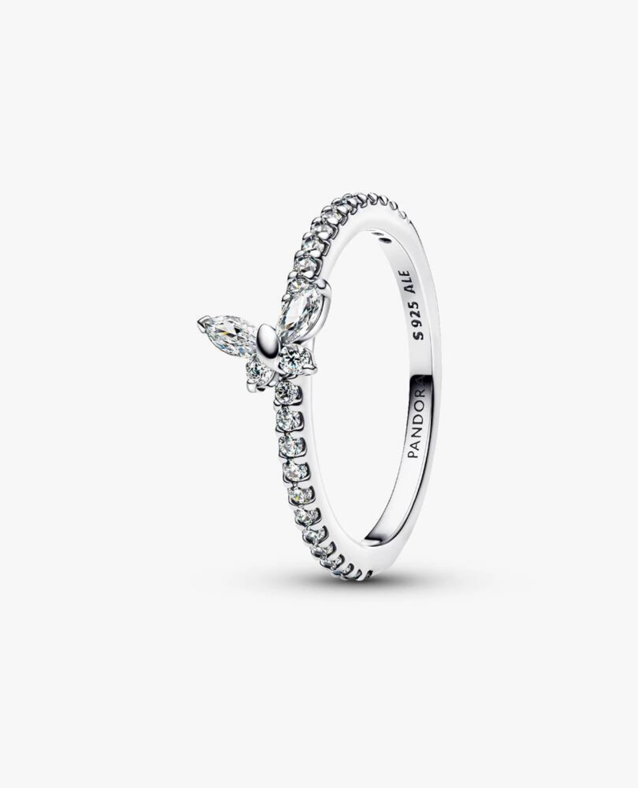 Sparkling Butterfly Ring White