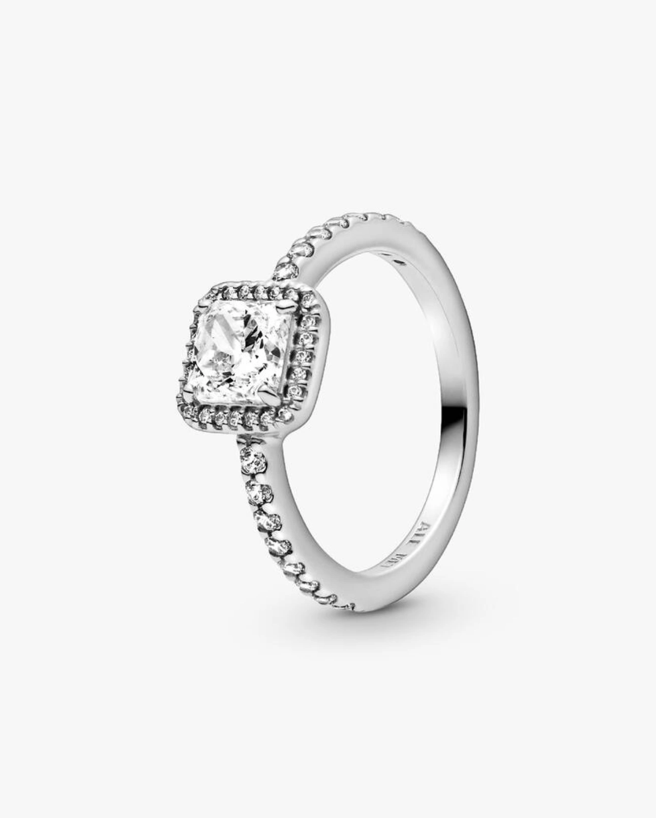 Sparkling Halo Ring Silver
