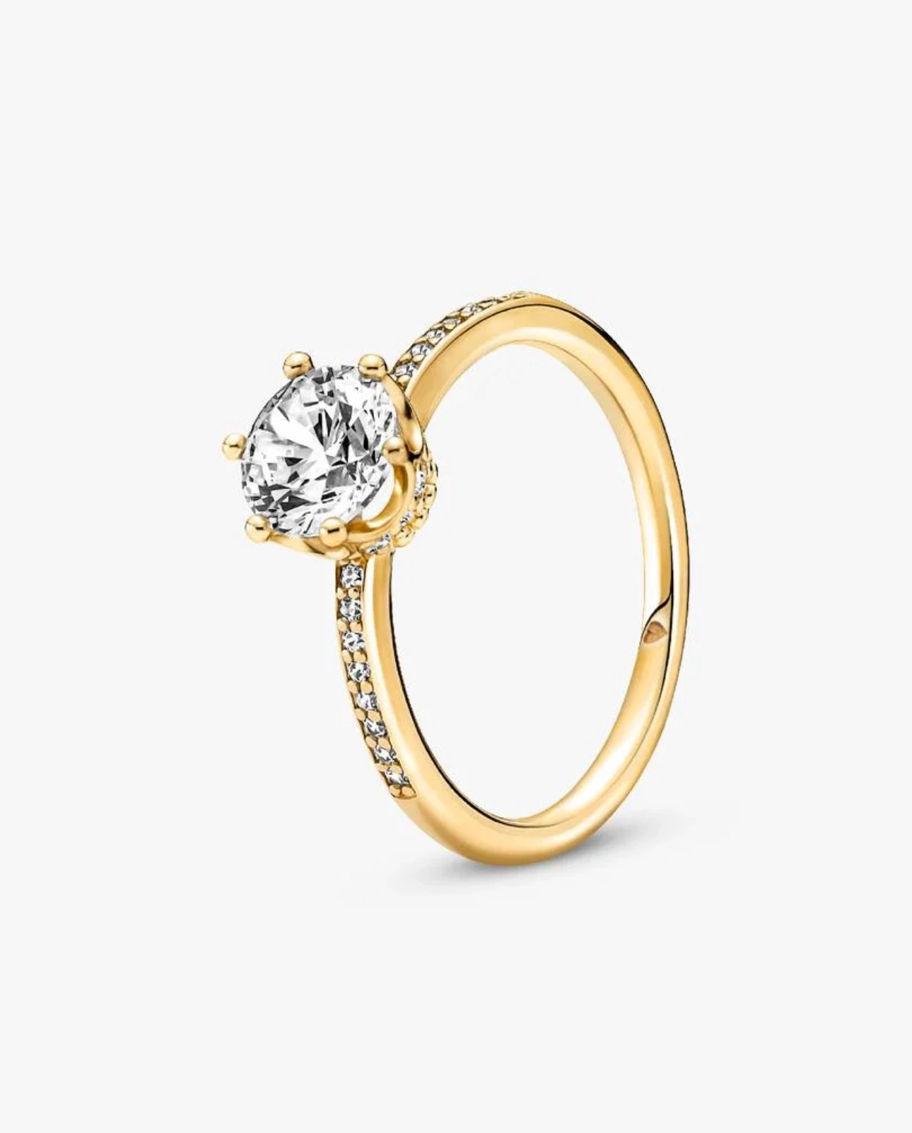 Sparkling Pink Crown Solitaire Ring